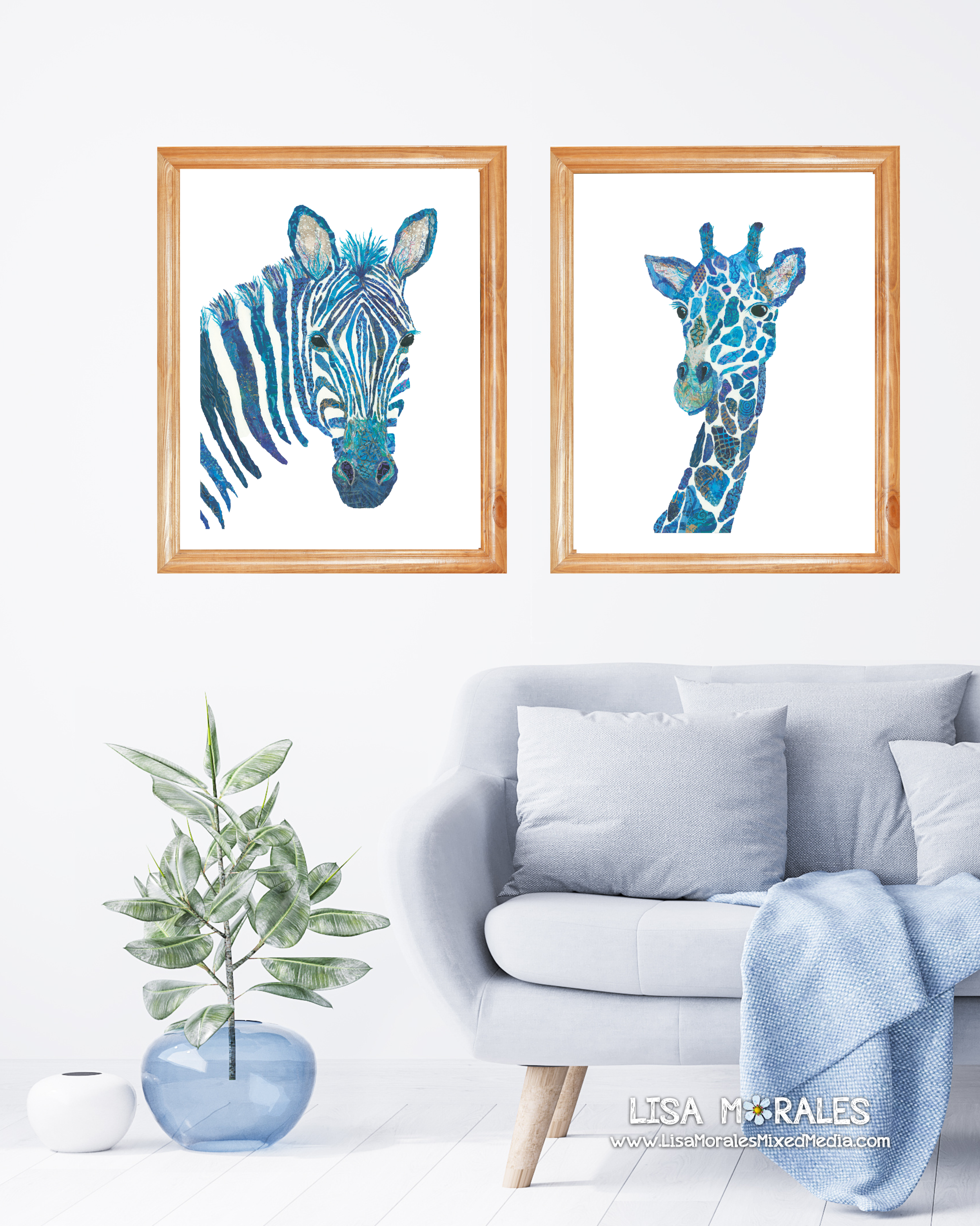 Blue Zebra — Lisa Morales Mixed Media